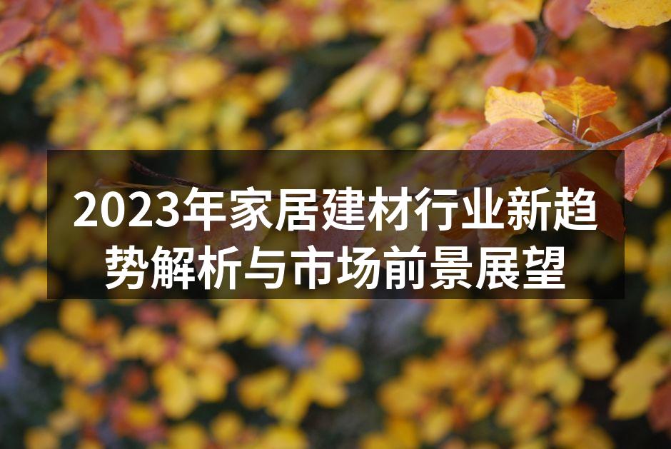 2023年家居建材行业新趋势解析与市场前景展望