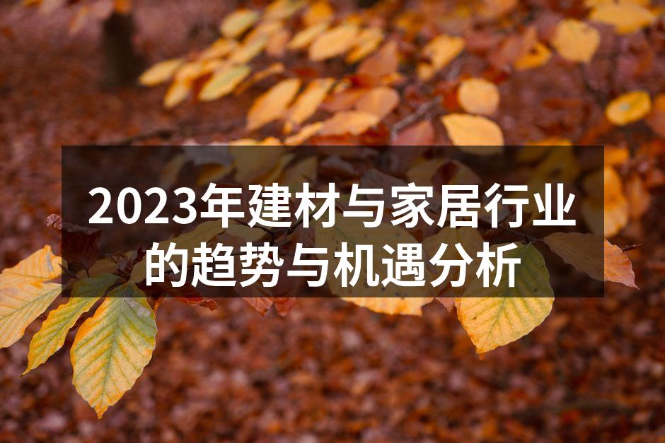 2023年建材与家居行业的趋势与机遇分析